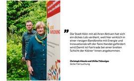 Christoph Alessio und Ulrike Thönniges von "Jecke Fairsuchung" (Bild: Fairtrade Deutschland/Anna-Maria Langer)