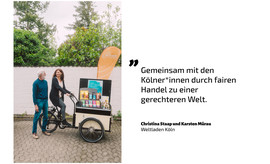 Christina Staap und Karsten Mürau vom Weltladen in Köln(Bild: Fairtrade Deutschland/Anna-Maria Langer)
