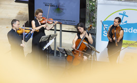Musikalischer Beitrag vom Orchester des Wandels bei der Auszeichnungsfeier der Fairtrade-Town Ludwigshafen (Bild: Sarah Hähnle)
